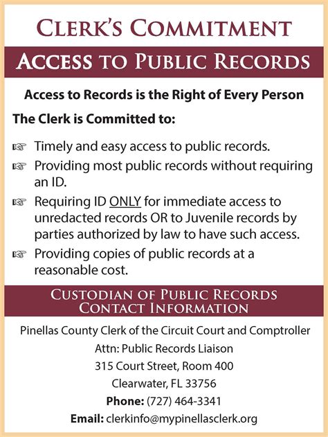 Pinellas County Clerk of the Circuit Court and Comptroller Attn: Public Records Liaison 315 Court Street, Room 400 Clearwater, FL 33756 Phone: (727) 464-3341 ... In order to do that, you need to register for an account with the Clerk and use the Court Records Registered User Login. Attorney Login is for attorneys who have an account and want to .... 