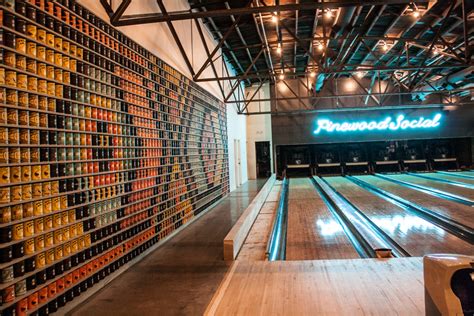 Pinewood socia. Experience the best of both worlds at Pinewood Social - a fancy restaurant with a bowling alley inside. Indulge in delicious food and drinks while enjoying a fun game of bowling. Don't miss the neon-lit bowling alley! Explore. Travel. Save. pinewood social. 