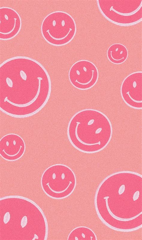 Pink Aesthetic Preppy Smiley Face Wallpaper, Hello Fall Preppy Personalized  Collage Desktop Wallpaper $ 5.