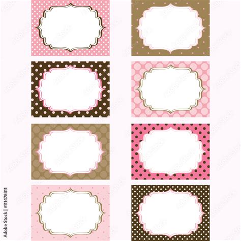 Pink And Brown Printable Labels Tags Photo Frame Vector Image