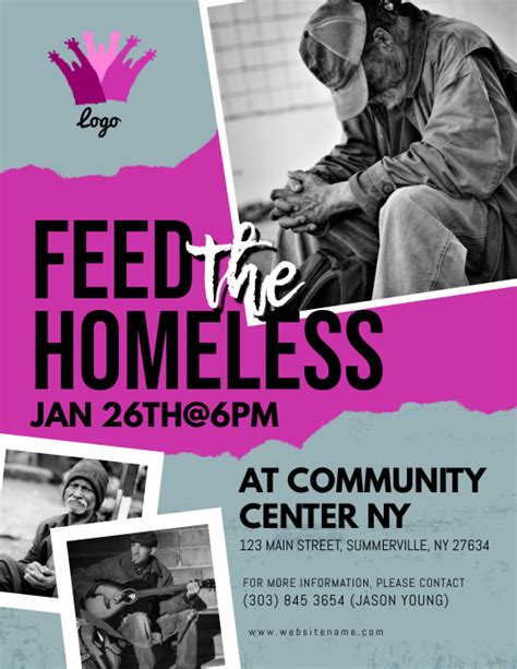 Pink Feed The Homeless Community Day Flyer Template