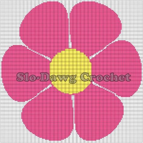 Pink Flower Crochet Graph Pattern pattern on Tapestry