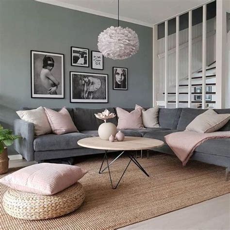Pink Gray Modern Living Room