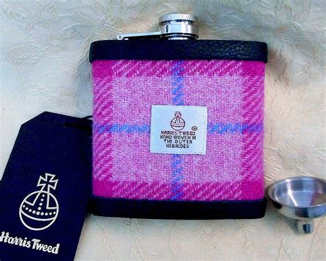 Pink Harris Tweed Hip Flask - Etsy UK