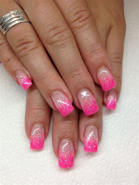 Pink Nails With Glitter Tips