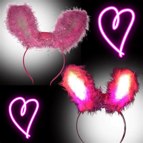 Pink Sparkle LED Flashing Bunny Ears - Glowtopia