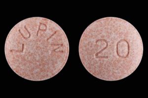 PINK ROUND Pill with imprint 20 ; 20 lupin tablet for treatment of Angioedema, Diabetic Nephropathies, Heart Failure, Hyperaldosteronism, Hypertension, Hypotension, Myocardial Infarction, Pregnancy, Hypertrophy, Left Ventricular, Ventricular Dysfunction, Left with Adverse Reactions & Drug Interactions supplied by LUPIN LIMITED. 