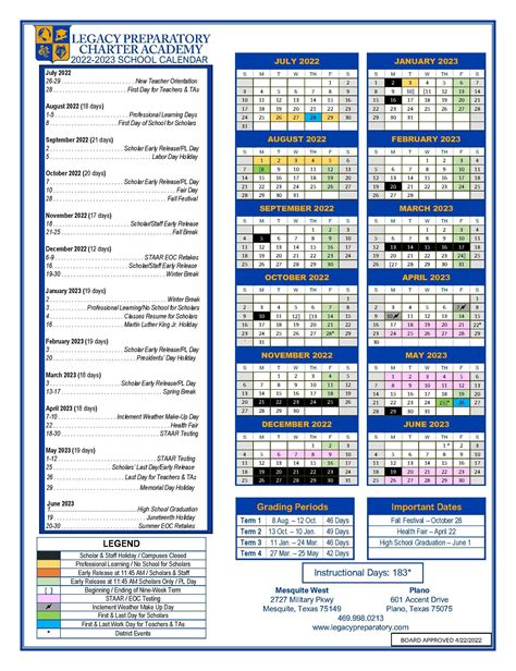 Pinnacle Prep School Calendar