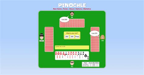 Pinochle free. 1) Click the "Menu" button, shown in the screenshot below: Click the Menu button for Double Deck Pinochle. 2) This pops open a Menu with links. Click the link that reads "Play Double Deck Pinochle with bots": This will seat you immediately at a table where you can play against the computer, and where no other humans are allowed. If you always ... 