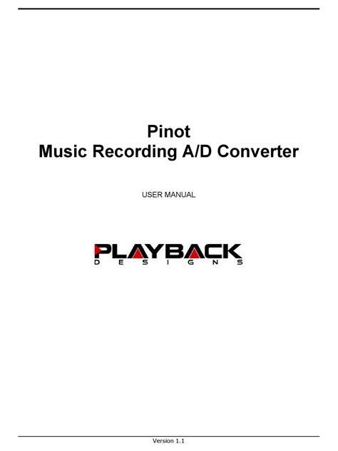 Pinot Music Recording A/D Converter - Playback Designs