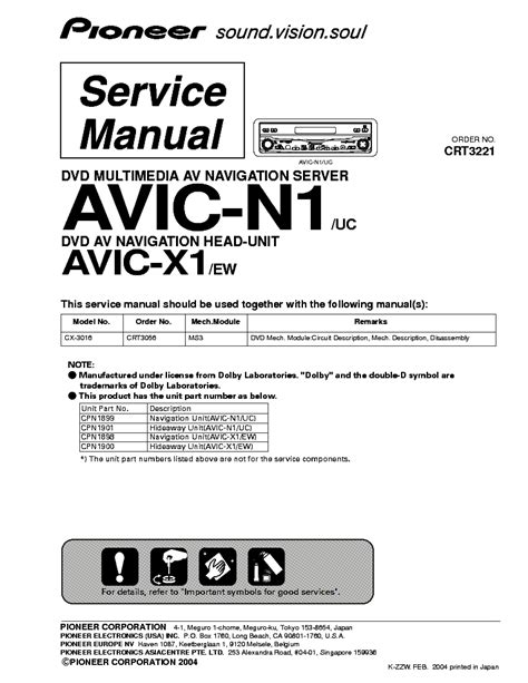 Pioneer avic n1 avic x1 service manual. - Suzuki automatic transmission mx17 geo metro sprint workshop service manual.