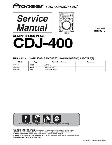 Pioneer cdj 400 service manual repair guide. - Triumph stag an enthusiast s guide.