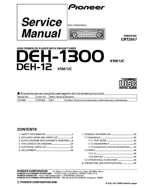 Pioneer deh 1300 deh 12 service maintenance manual. - Cardiac cath lab nurse orientation manual.