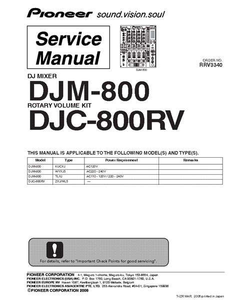 Pioneer djm 800 service and repair manual. - De la guerra a la rebelión.