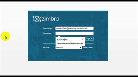 Navigation Pane - Zimbra Web Client Sign In