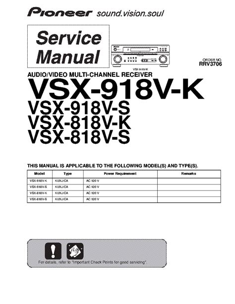 Pioneer receiver vsx 818v owners manual. - The complete guide to digital photography.