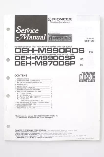 Pioneer s 502 manuale di servizio originale. - Mercedes 5 cylinder diesel engine workshop manual.