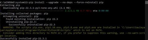 Pip install reinstall.  When looking at the items to be To reinstall a Python package using pip...