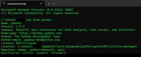 Pip show version of package.  Fast Version (Checking the package only) The code below c...
