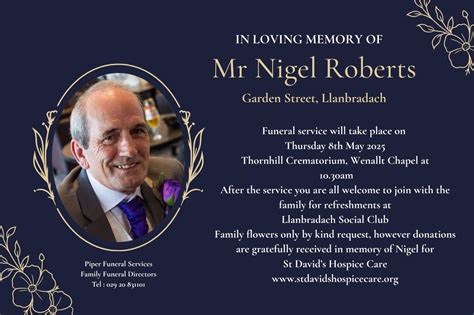 Piper funeral services caerphilly obituaries.  Visit their website for more information o...