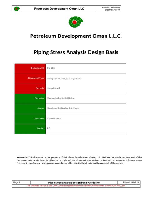 Piping stress design basis.  This standard covers the basis for design a...