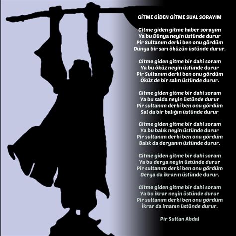 Pir Sultan Abdal Gitme Giden Gitme Şarkı Sözleri. 