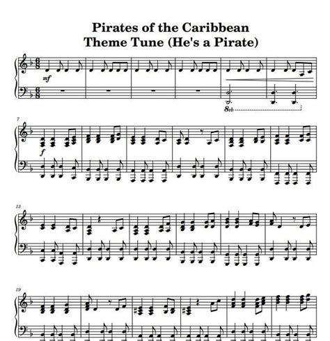 Pirates of the Caribbean (intermediate version) Piano Sheet Music