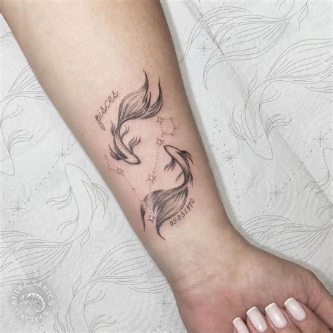 1. Pisces Glyph Tattoo Art. Source: @mat_tat_707 via Instagra
