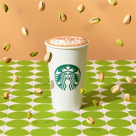 Pistachio latte starbucks. Sweet pistachio flavor paired with espresso and milk, served over ice and finished with a salted brown-buttery topping: a creamy, smooth iced latte made to keep you renewed in the new year. 260 calories, 40g sugar, 6g fat 