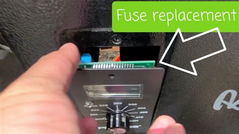 Pull the control panel offCut the zip tie where you see the screw driver. Pull the piece off with the fuse. Replace fuse with proper replacement. Be sure it a fast acting 5×20mm, 5amp 250v. Put back together and turn on. I replaced my fuse and got everything working except the igniter.. 