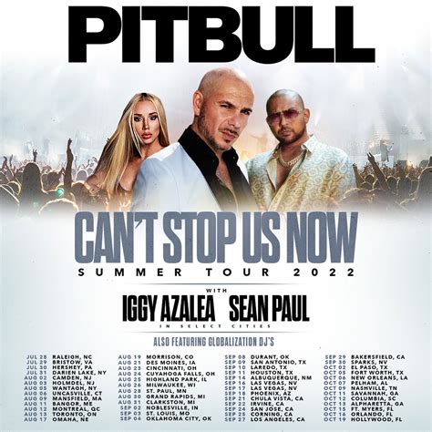 Get ready to party Orlando as Mr. Worldwide himself, Pitbull, has announced a brand new North America Tour starting this summer, proclaiming that you 'Can't Stop Us Now.' The 50+ date 'Can't Stop Us Now' tour rolls into Orlando on Sunday, October 16 with a return to Pitbull's home state of Florida, where there are only two shows currently on the tour, the Orlando date and Fort Myers. Pitbull's .... 