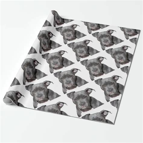 Pitbull wrapping paper. Christmas Piebald PitBull Puppies Red Ribbons Wrapping Paper. 4.8 (3940). $26.90 Comp. value 