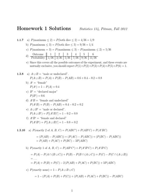Pitman Probability Solutions