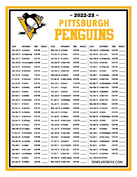 Pittsburgh Penguins Calendar