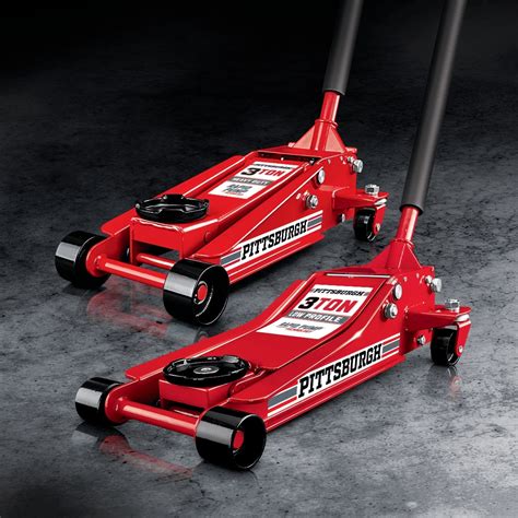 2 TON LOW PROFILE FLOOR JACK item 70485 Weight Capacity 2 Tons (4,000 lb.) Maximum Height 16-7/8" Minimum Height 3-1/2" ... then carefully remove jack stands. 3. Slowly turn the Handle counterclockwise (never more than 1/2 full turn) to lower the vehicle onto the ground. 4. Lower the Jack completely.