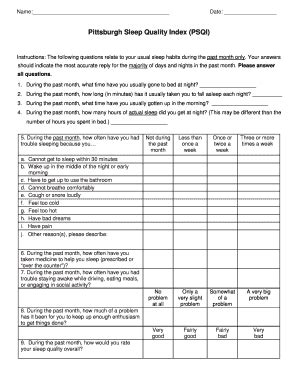 Pittsburgh sleep quality index: Fill out & sign online DocHub