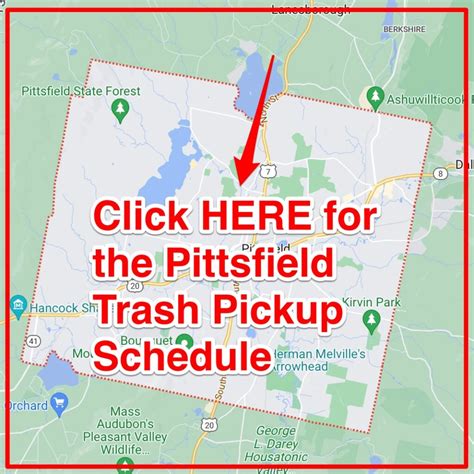 Pittsfield garbage pickup schedule. While the City’s ordinance does specify a 32-gallon trash container, we understand that residents may currently utilize various sizes to dispose of their trash. As such, trash containers that are less than 96-gallon receptacles are OK and collection will still occur. Collection will not occur for 96-gallon or larger containers. 