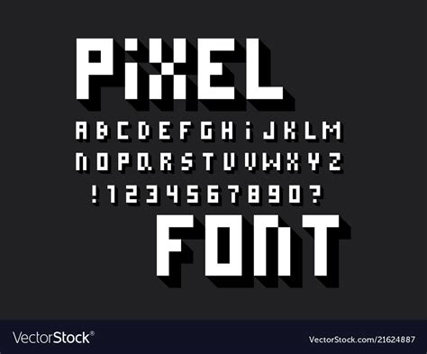 Pixel font alphabet Royalty Free Vector Image VectorStock