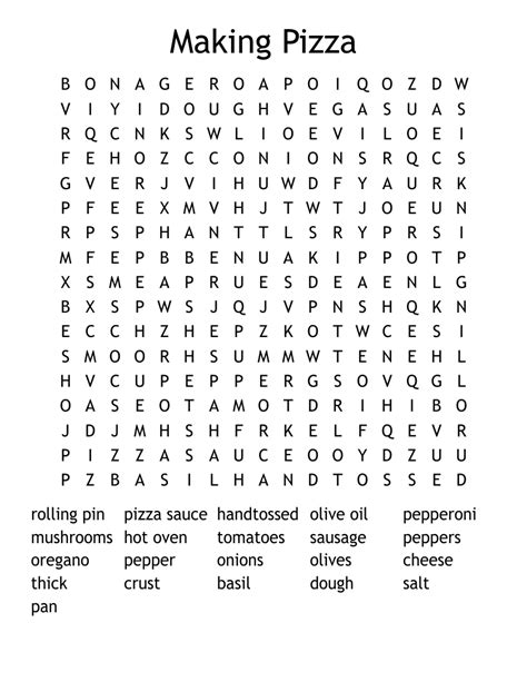 Pizza Word Search WordMint