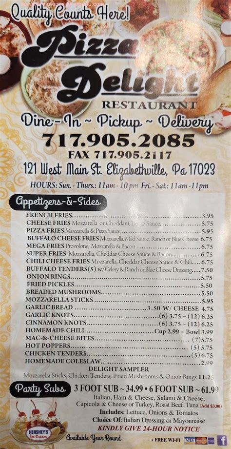 Pizza delight elizabethville menu. Looking for information about Pizza Delight Tracadie? You'll find its opening hours, contact information and menu here. Tracadie. Tracadie. Call us 506-395-6555. order online Restaurant Details Change restaurant. Restaurant. 11:00 AM - 09:00 PM. Change restaurant; Menu; Offers and promotions; FR; 