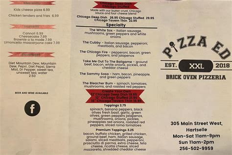 Pizza ed. Oct 12, 2023 · Pizza Ed. 373 Gunter Ave, Guntersville , Alabama 35976 USA. 21 Reviews. View Photos. Open Now. Wed 11a-9p. Independent. Add to Trip. Learn more about this business on Yelp. 