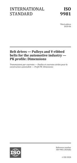 Pk belt profile.  This document specifies the principal dimensional characteristics...