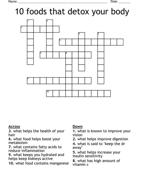 Place To Detox Crossword