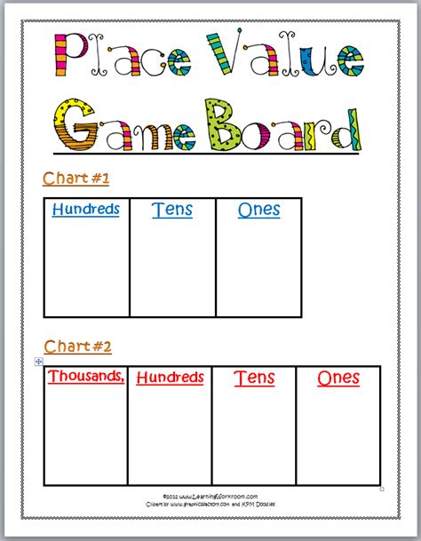 Place Value Game Printable Free Free Printable