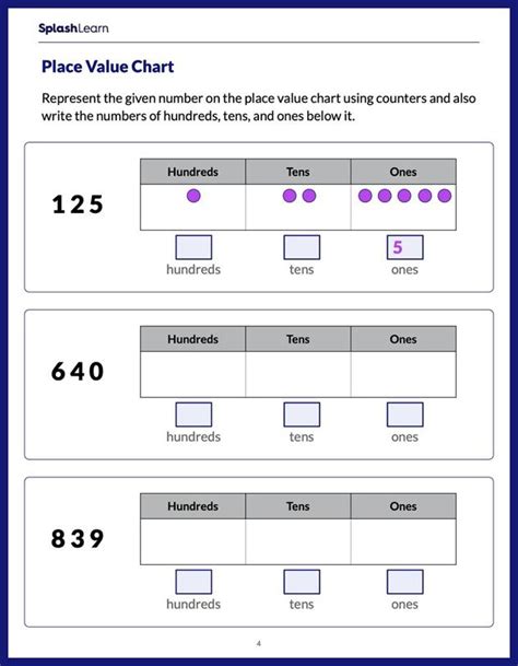 Place Value Worksheets for 3rd Graders Online SplashLearn