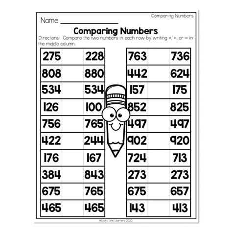 Place Value and Comparing Numbers Worksheet