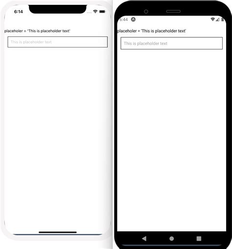 Placeholder not working in react native.  The following example illustrates ho...