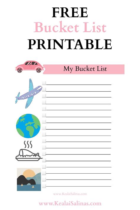Places to See and Things to Do Bucket List Template Download Printable