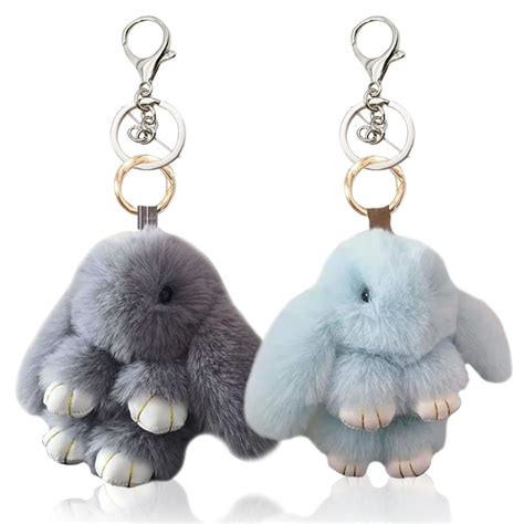 Plaid Rabbit Office Keyring Keychain