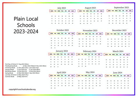 Plain Local Calendar